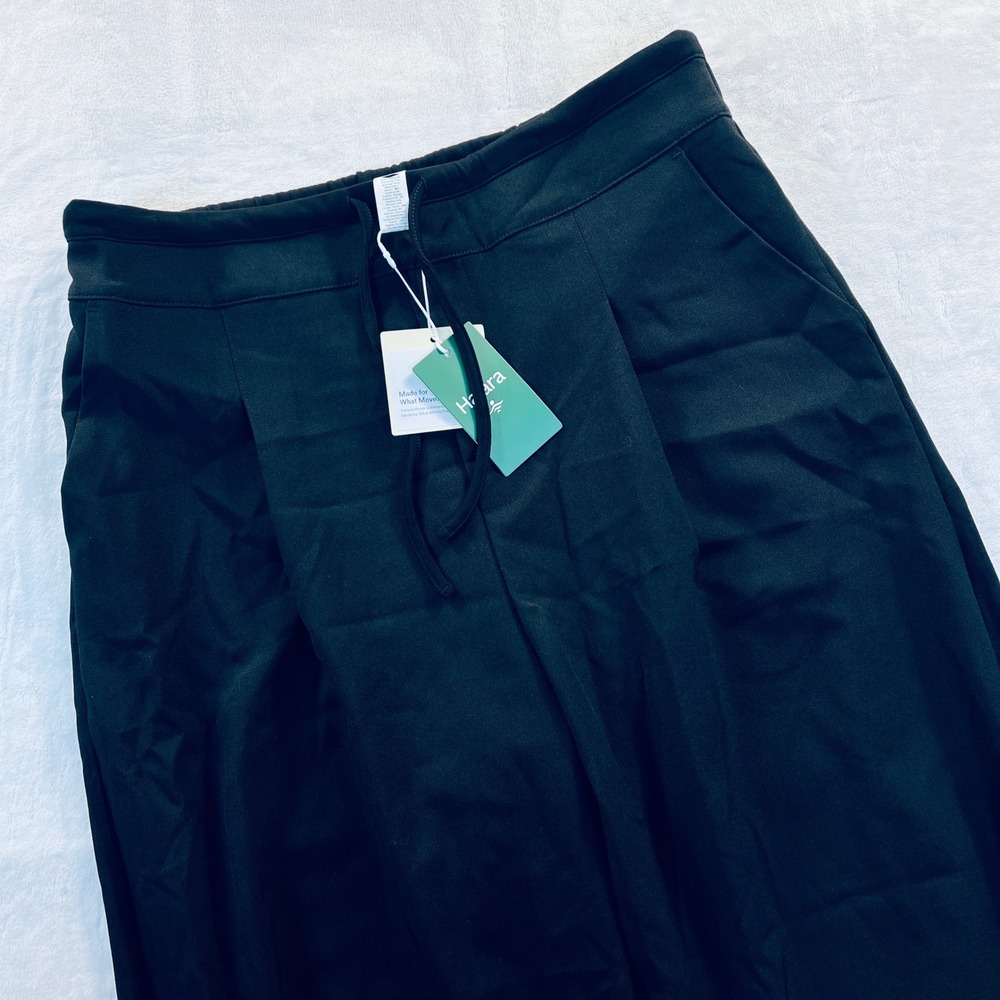 Halara Black Ultra Wide Leg Drawstring Side Zip Pants XL New